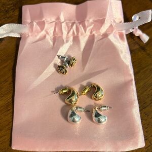 Gold and Silver  Earrings Set